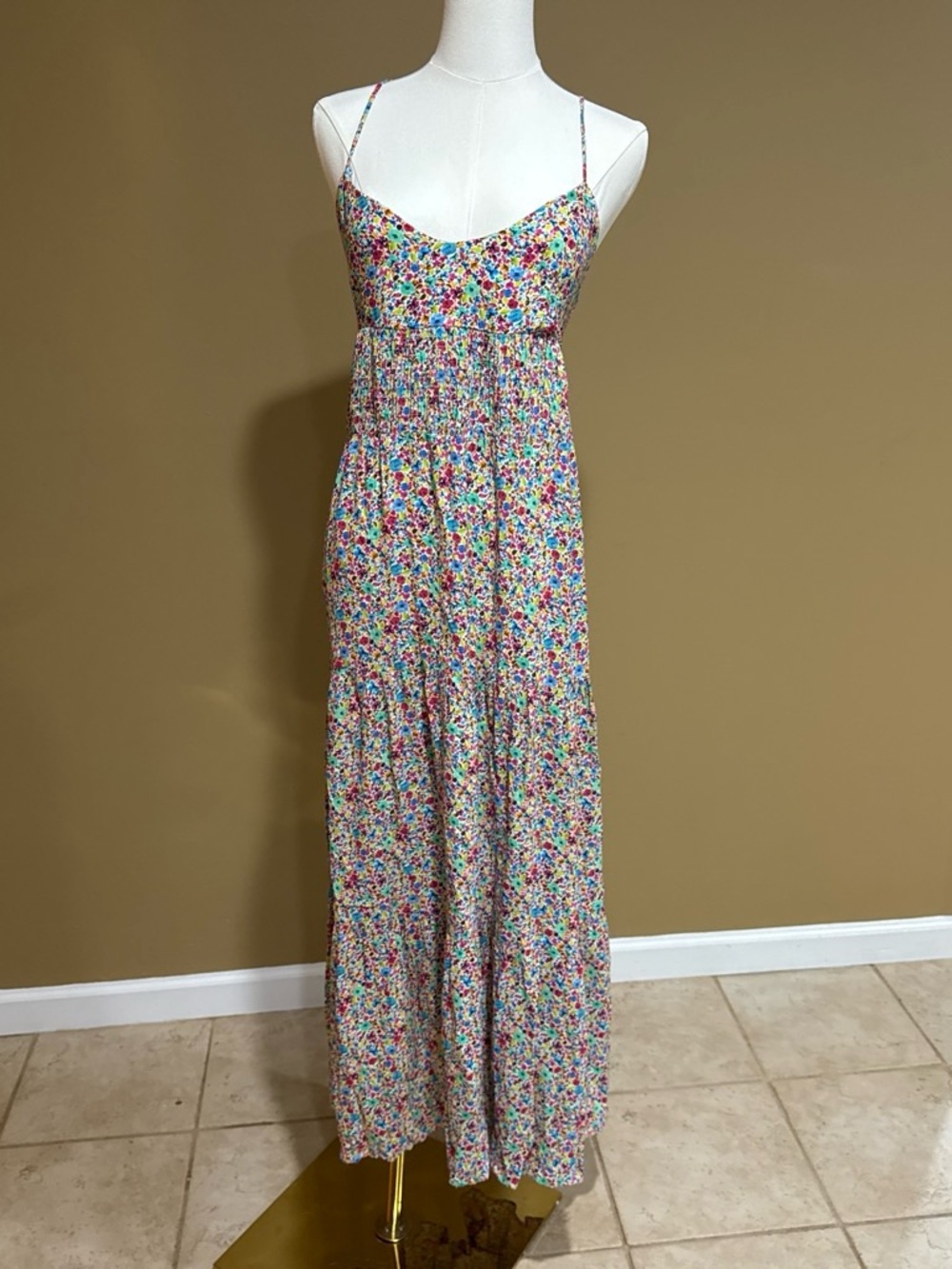 Zara Floral Sleeveless Maxi Dress in Multicolor